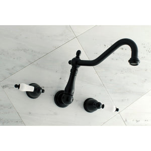 Heritage KS1020PL Two-Handle 3-Hole Wall Mount Roman Tub Faucet, Matte Black