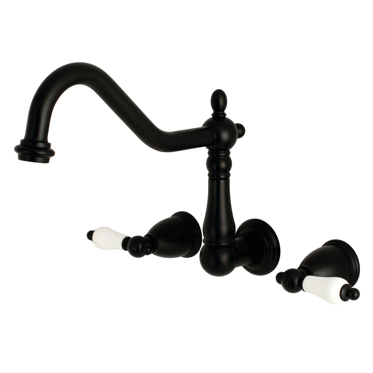 Heritage KS1020PL Two-Handle 3-Hole Wall Mount Roman Tub Faucet, Matte Black