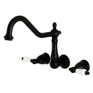 Heritage KS1020PL Two-Handle 3-Hole Wall Mount Roman Tub Faucet, Matte Black