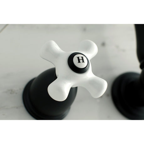 Heritage KS1020PX Two-Handle 3-Hole Wall Mount Roman Tub Faucet, Matte Black