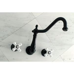 Heritage KS1020PX Two-Handle 3-Hole Wall Mount Roman Tub Faucet, Matte Black
