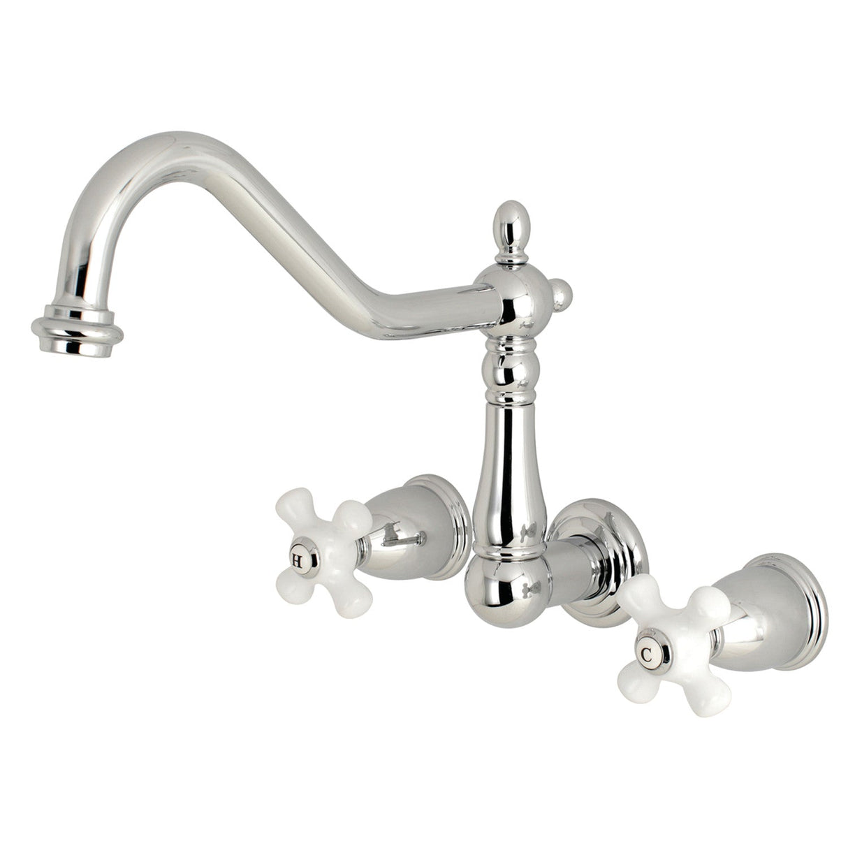 Heritage KS1021PX Two-Handle 3-Hole Wall Mount Roman Tub Faucet, Polished Chrome