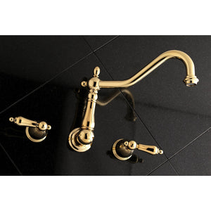 Heritage KS1022AL Two-Handle 3-Hole Wall Mount Roman Tub Faucet, Polished Brass