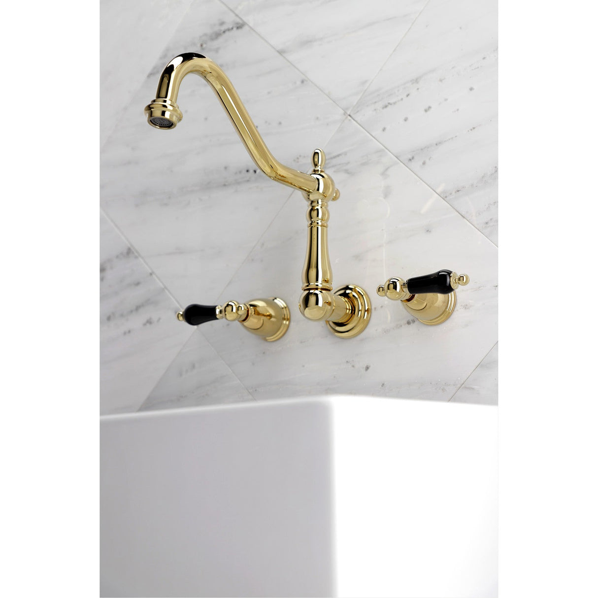 Duchess KS1022PKL Two-Handle 3-Hole Wall Mount Roman Tub Faucet, Polished Brass