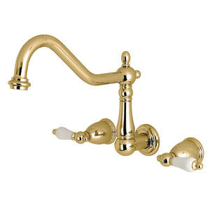 Heritage KS1022PL Two-Handle 3-Hole Wall Mount Roman Tub Faucet, Polished Brass