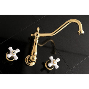 Heritage KS1022PX Two-Handle 3-Hole Wall Mount Roman Tub Faucet, Polished Brass