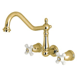 Heritage KS1022PX Two-Handle 3-Hole Wall Mount Roman Tub Faucet, Polished Brass