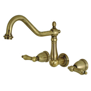 Heritage KS1023AL Two-Handle 3-Hole Wall Mount Roman Tub Faucet, Antique Brass