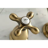 Heritage KS1023AX Two-Handle 3-Hole Wall Mount Roman Tub Faucet, Antique Brass
