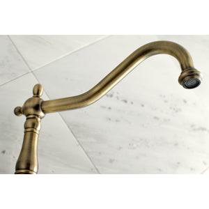 Heritage KS1023AX Two-Handle 3-Hole Wall Mount Roman Tub Faucet, Antique Brass