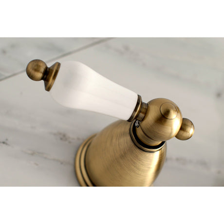 Heritage KS1023PL Two-Handle 3-Hole Wall Mount Roman Tub Faucet, Antique Brass