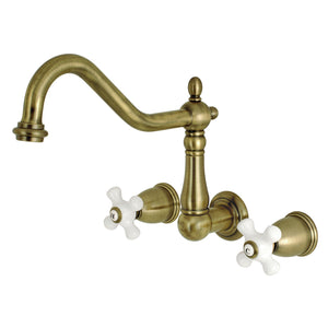 Heritage KS1023PX Two-Handle 3-Hole Wall Mount Roman Tub Faucet, Antique Brass