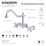 Heritage KS1026AX Two-Handle 3-Hole Wall Mount Roman Tub Faucet, Polished Nickel