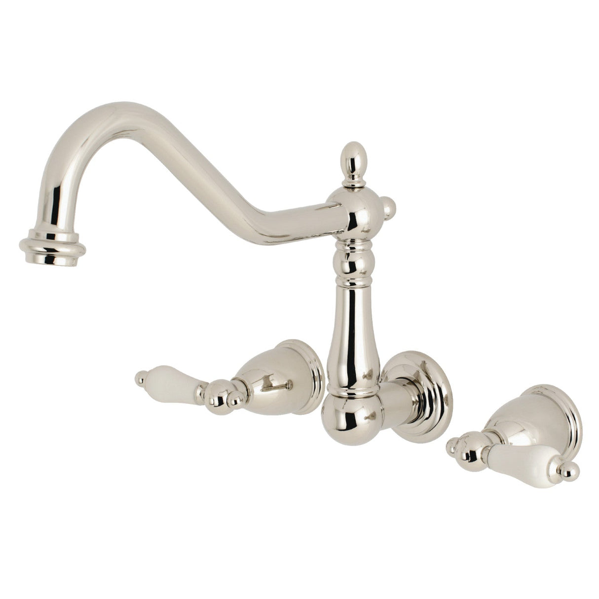 Heritage KS1026PL Two-Handle 3-Hole Wall Mount Roman Tub Faucet, Polished Nickel