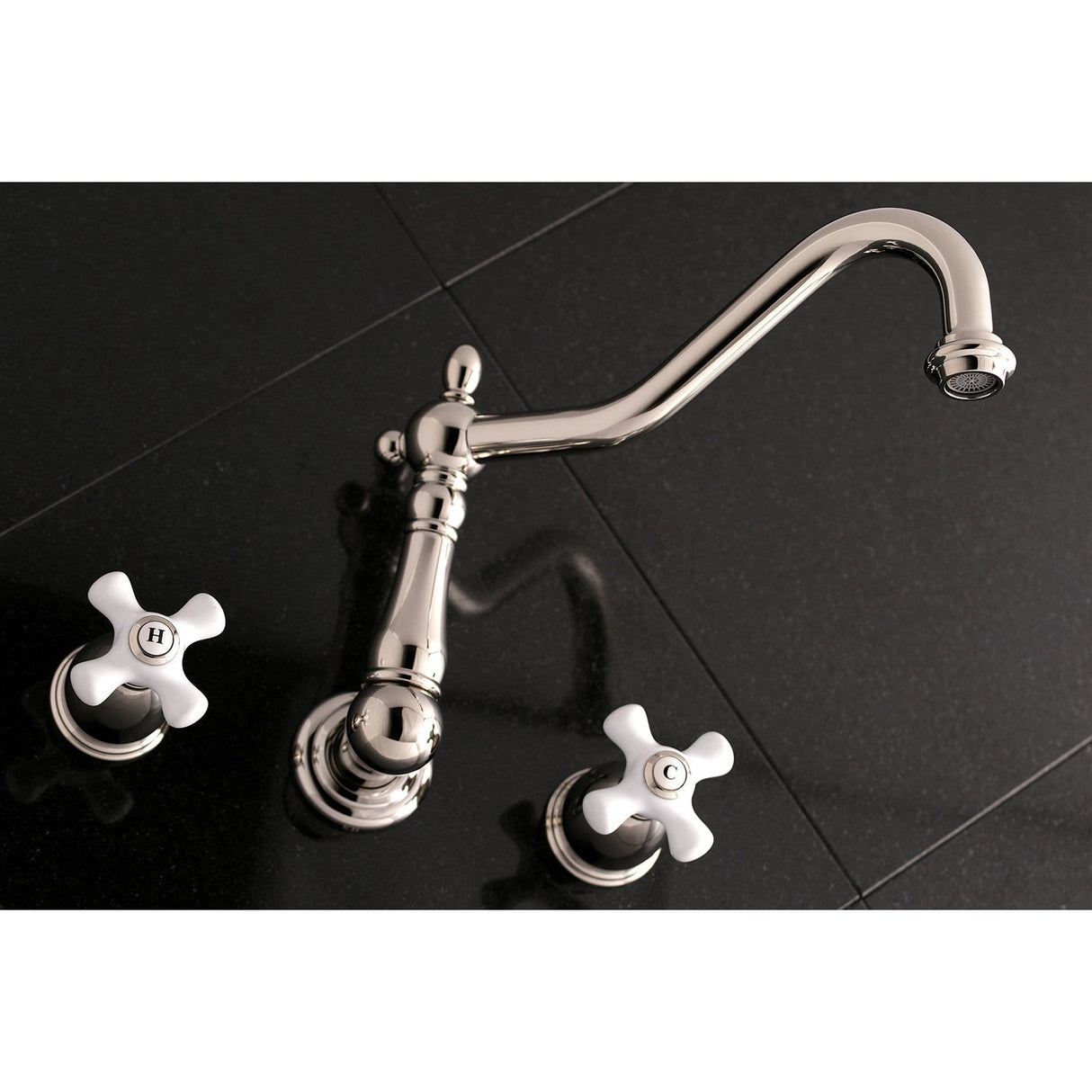 Heritage KS1026PX Two-Handle 3-Hole Wall Mount Roman Tub Faucet, Polished Nickel