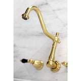Duchess KS1027PKL Two-Handle 3-Hole Wall Mount Roman Tub Faucet, Brushed Brass