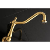 Heritage KS1027PL Two-Handle 3-Hole Wall Mount Roman Tub Faucet, Brushed Brass
