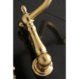 Heritage KS1027PX Two-Handle 3-Hole Wall Mount Roman Tub Faucet, Brushed Brass