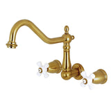 Heritage KS1027PX Two-Handle 3-Hole Wall Mount Roman Tub Faucet, Brushed Brass