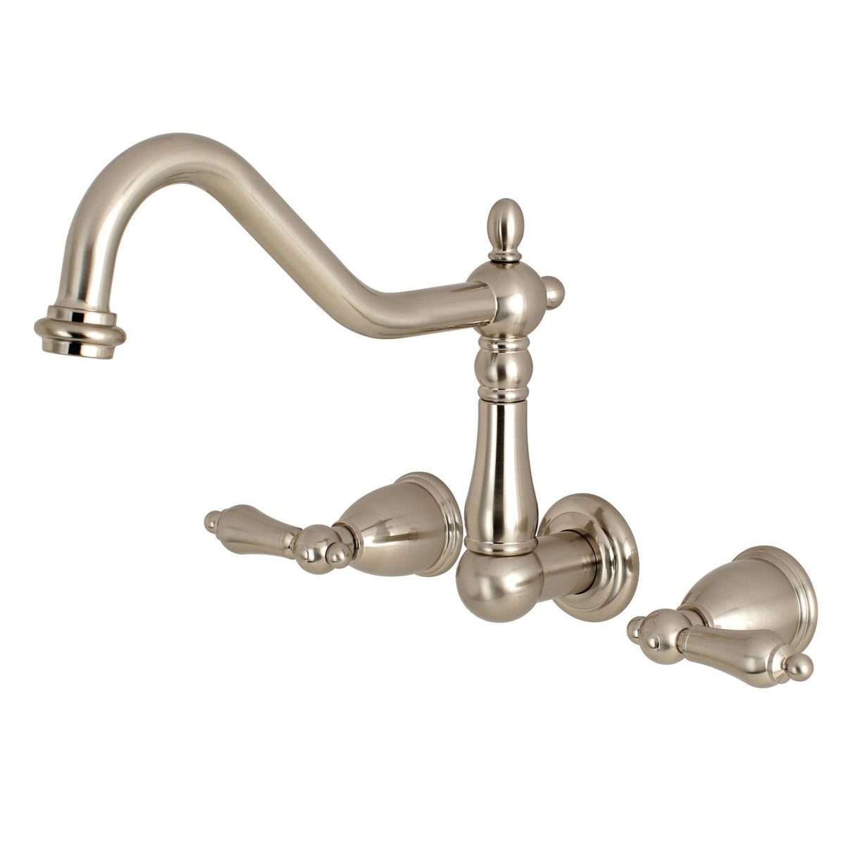 Heritage KS1028AL Two-Handle 3-Hole Wall Mount Roman Tub Faucet, Brushed Nickel