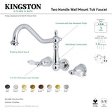 Heritage KS1028PL Two-Handle 3-Hole Wall Mount Roman Tub Faucet, Brushed Nickel