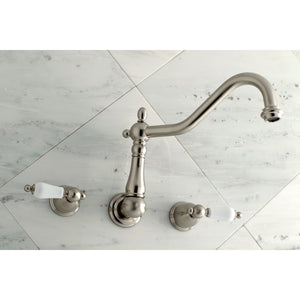Heritage KS1028PL Two-Handle 3-Hole Wall Mount Roman Tub Faucet, Brushed Nickel
