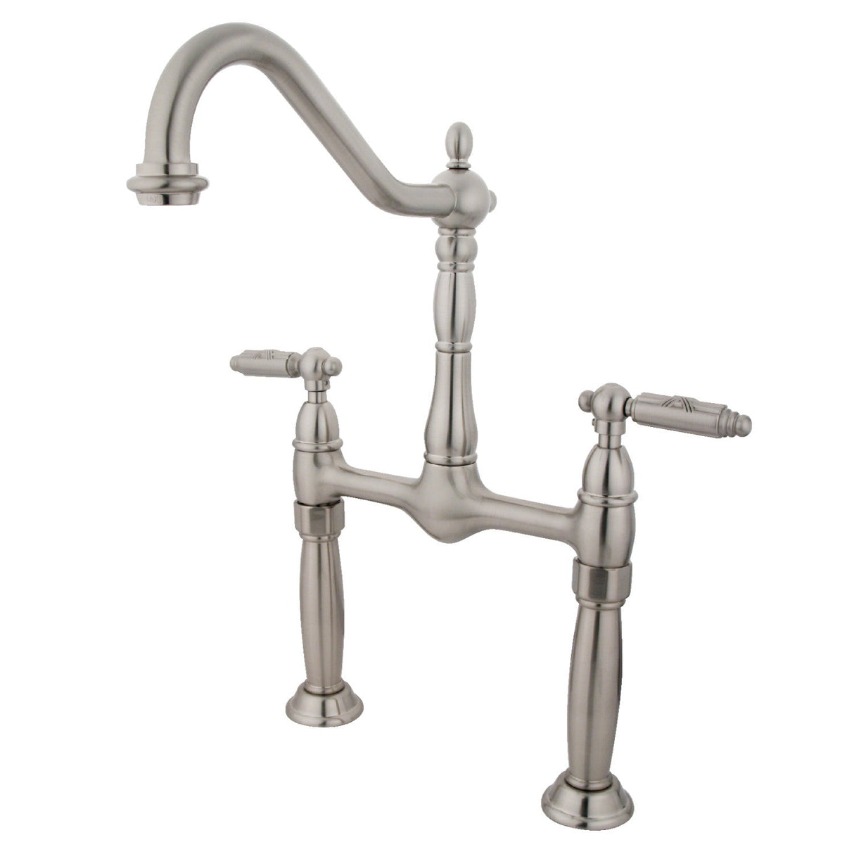 Victorian KS1078GL Two-Handle 2-Hole Deck Mount Vessel Faucet, Brushed Nickel
