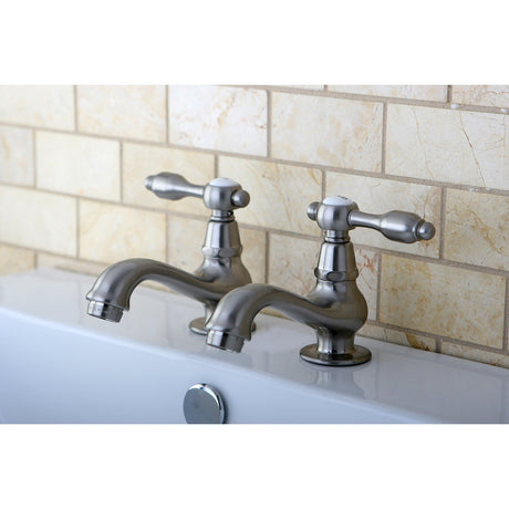 Tudor KS1108TAL Two-Handle Deck Mount Basin Tap Faucet, Brushed Nickel