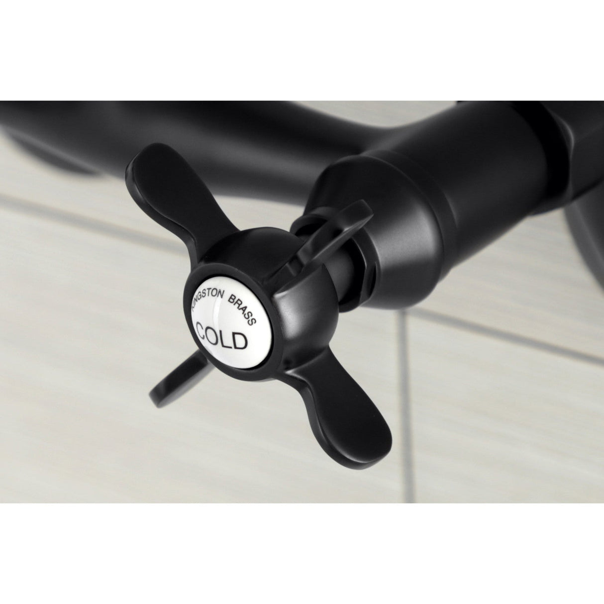 Kingston KS112MB Two-Handle 2-Hole Wall Mount Bar Faucet, Matte Black