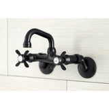 Kingston KS112MB Two-Handle 2-Hole Wall Mount Bar Faucet, Matte Black