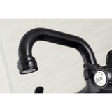 Kingston KS112MB Two-Handle 2-Hole Wall Mount Bar Faucet, Matte Black