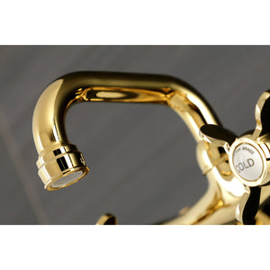 Kingston KS112PB Two-Handle 2-Hole Wall Mount Bar Faucet, Polished Brass