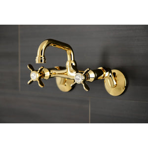 Kingston KS112PB Two-Handle 2-Hole Wall Mount Bar Faucet, Polished Brass