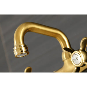 Kingston KS112SB Two-Handle 2-Hole Wall Mount Bar Faucet, Brushed Brass