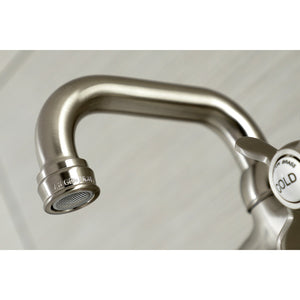 Kingston KS112SN Two-Handle 2-Hole Wall Mount Bar Faucet, Brushed Nickel