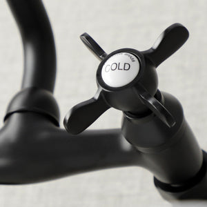 Essex KS113MB Two-Handle 2-Hole Wall Mount Kitchen Faucet, Matte Black