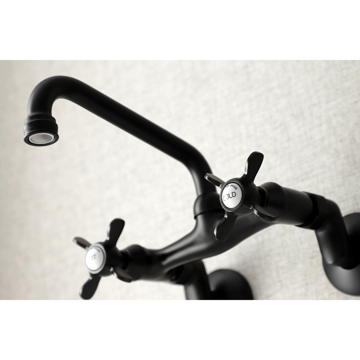 Essex KS113MB Two-Handle 2-Hole Wall Mount Kitchen Faucet, Matte Black