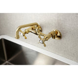 Essex KS113PB Two-Handle 2-Hole Wall Mount Kitchen Faucet, Polished Brass