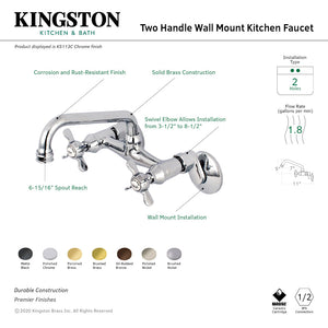 Essex KS113SB Two-Handle 2-Hole Wall Mount Kitchen Faucet, Brushed Brass