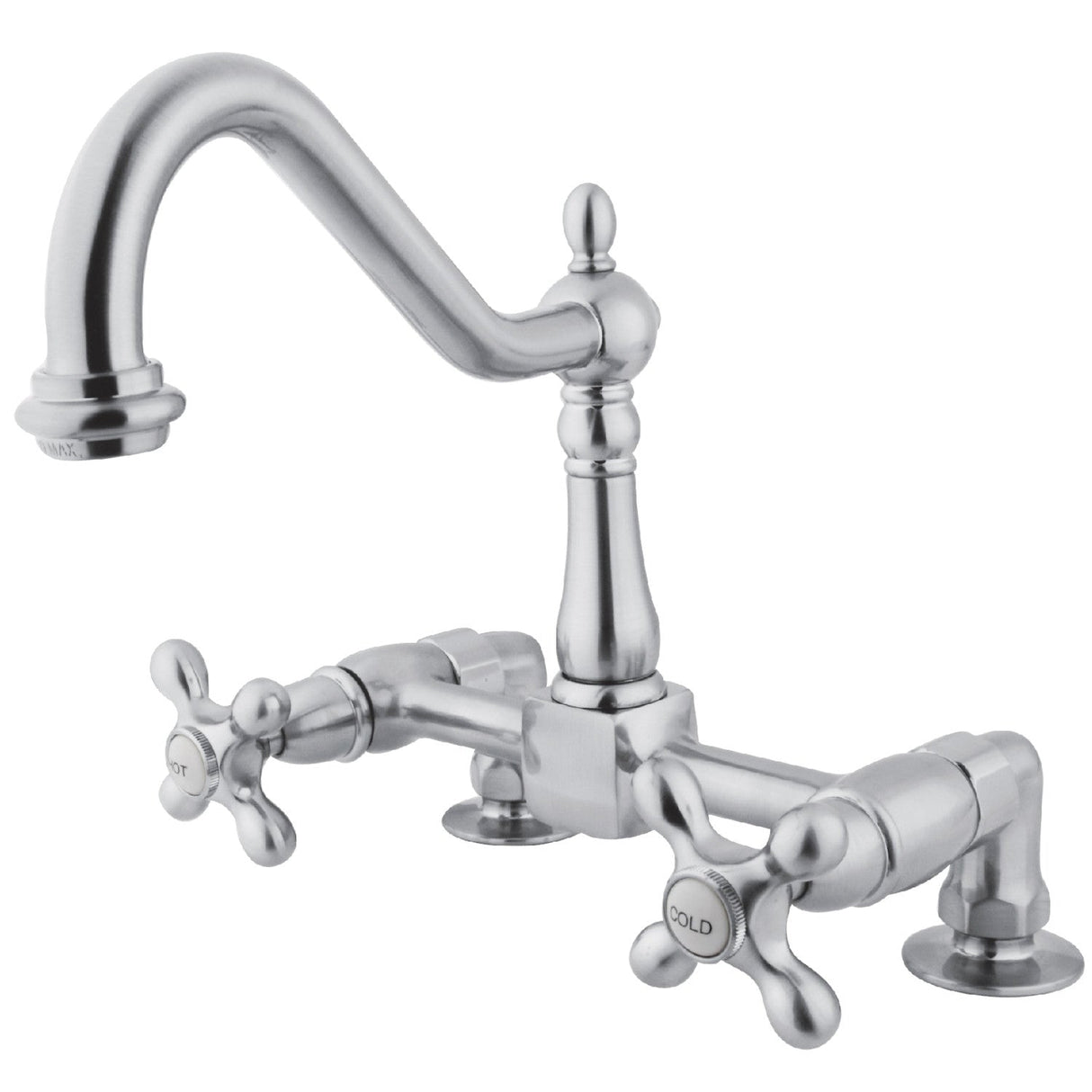 Heritage KS1141AX Two-Handle 2-Hole Deck Mount Bridge Kitchen Faucet, Polished Chrome