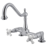 Heritage KS1141PX Two-Handle 2-Hole Deck Mount Bridge Kitchen Faucet, Polished Chrome