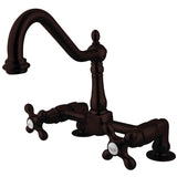 Heritage KS1145AX Two-Handle 2-Hole Deck Mount Bridge Kitchen Faucet, Oil Rubbed Bronze