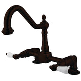 Heritage KS1145PL Two-Handle 2-Hole Deck Mount Bridge Kitchen Faucet, Oil Rubbed Bronze