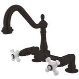 Heritage KS1145PX Two-Handle 2-Hole Deck Mount Bridge Kitchen Faucet, Oil Rubbed Bronze