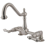 Heritage KS1148AL Two-Handle 2-Hole Deck Mount Bridge Kitchen Faucet, Brushed Nickel