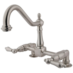 Heritage KS1148AL Two-Handle 2-Hole Deck Mount Bridge Kitchen Faucet, Brushed Nickel