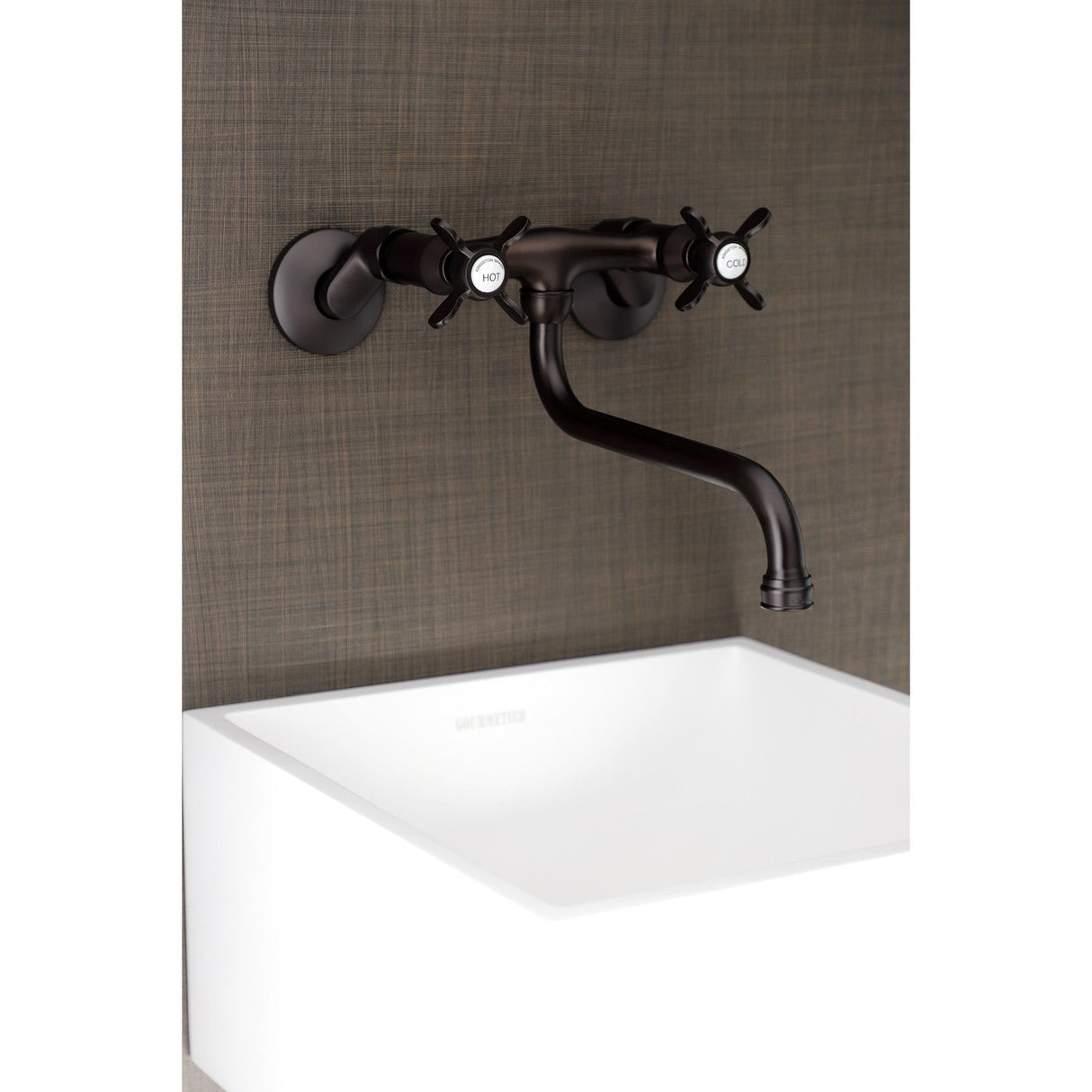 Essex KS115ORB Two-Handle 2-Hole Wall Mount Bathroom Faucet, Oil Rubbed Bronze