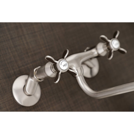 Essex KS115SN Two-Handle 2-Hole Wall Mount Bathroom Faucet, Brushed Nickel