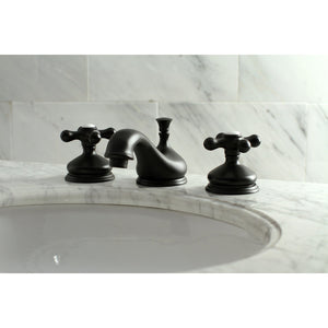 Heritage KS1160AX Two-Handle 3-Hole Deck Mount Widespread Bathroom Faucet with Brass Pop-Up, Matte Black