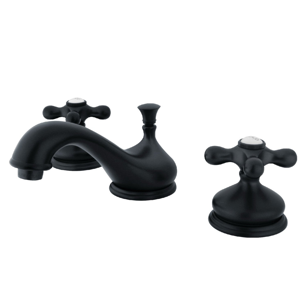 Heritage KS1160AX Two-Handle 3-Hole Deck Mount Widespread Bathroom Faucet with Brass Pop-Up, Matte Black